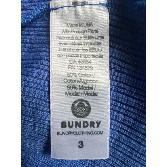 SUNDRY WMNS SZ 3/LARGE COTTON MODAL RIBBED STRETCH TANK TOP OMBRE BLUE WHITE NEW - Picture 9 of 11